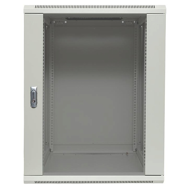 Шкаф настенный 19" TERACOM PRO 15U 600x600 мм дверь стеклянная с замком-ручкой серый