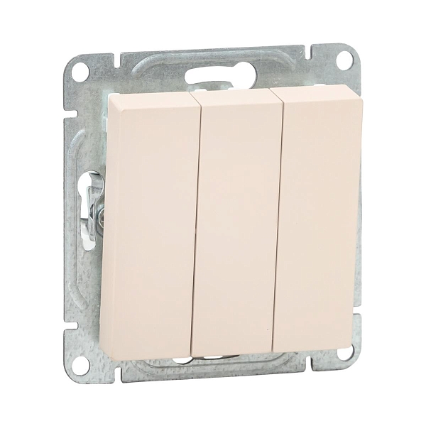 Механизм выключателя, трёхклавишный, кремовый Эпика EKF