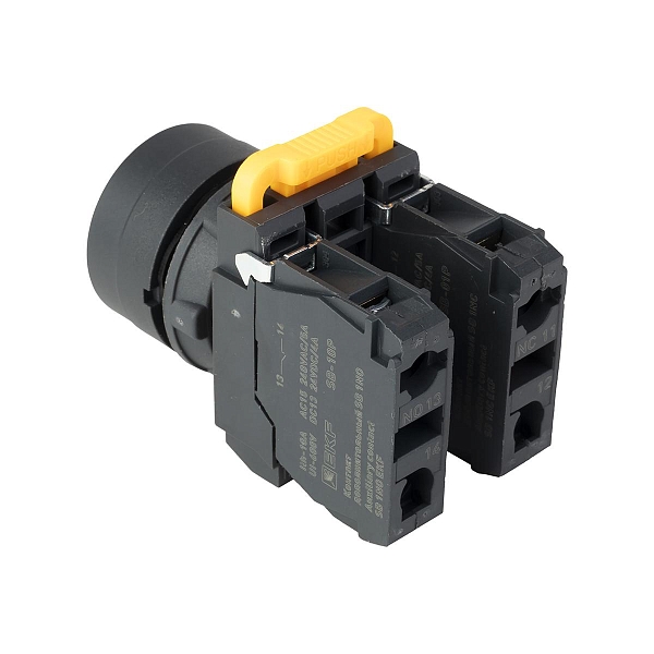 Кнопка SB-31 плоская с фиксацией 1NO+1NС зеленая IP65 EKF