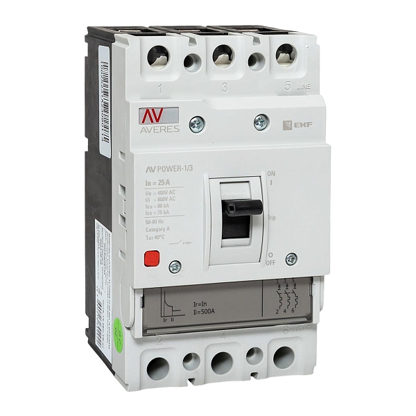 Выключатель автоматический в литом корпусе AV-POWER-1/3 25А 80кА TR EKF