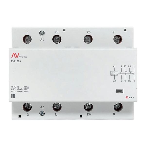 Контактор модульный КМ 100А 2NO+2NC 230В АС (6 мод.) AVERES EKF
