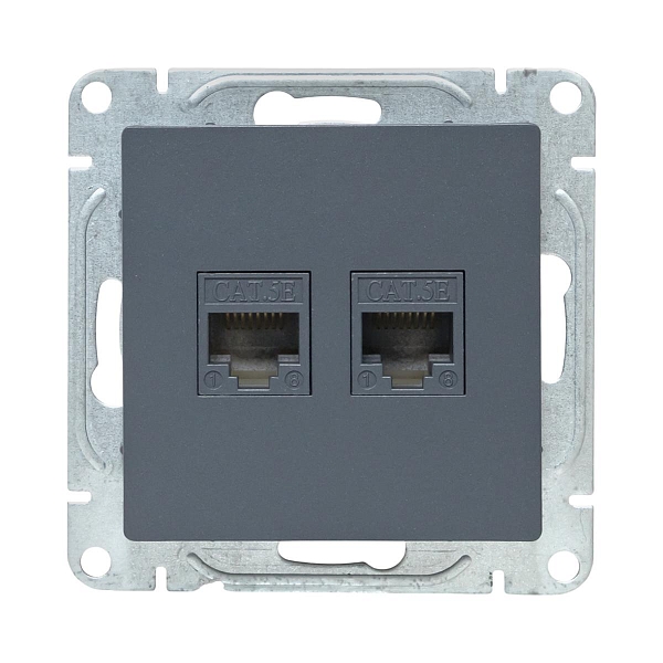 Механизм розетки RJ45 - 2шт, (cat5), графит Эпика EKF