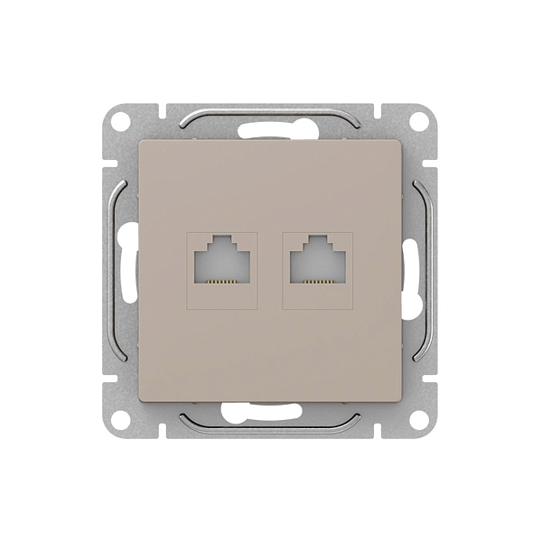 Механизм розетки RJ45 - 2шт, (cat6), кремовый Эпика EKF