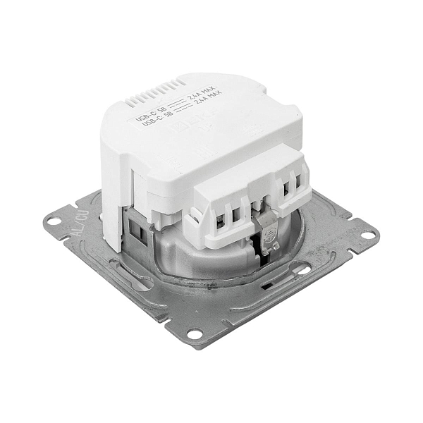 Механизм розетки с USB-C - 2шт, 16А, с заземлением, со шторками, алюминий Эпика EKF