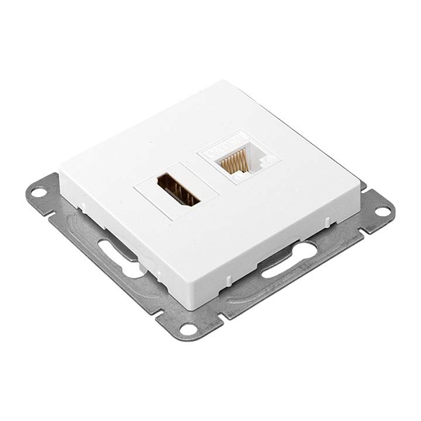 Механизм розетки HDMI+RJ45 (cat5), белый Эпика EKF
