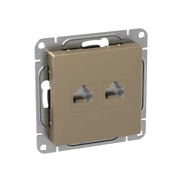 Механизм розетки RJ45 - 2шт, (cat6), шампань Эпика EKF