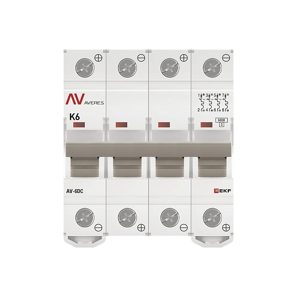 Выключатель автоматический AV-6 DC 4P 6A (K) 6kA EKF AVERES