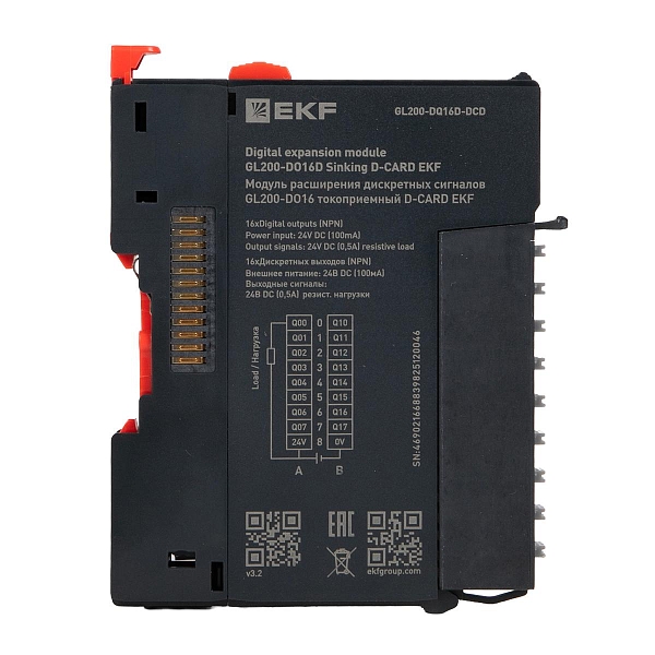 Модуль расширения дискретных сигналов GL200-DO16 токоприемный D-CARD EKF