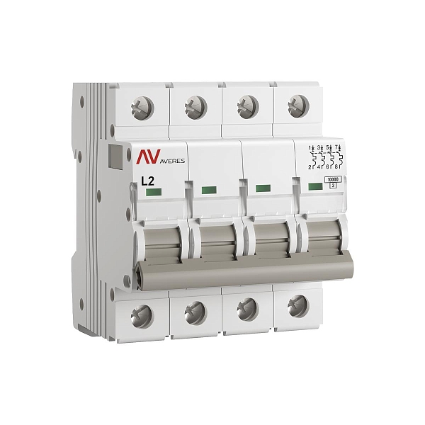 Выключатель автоматический AV-10 4P 2A (L) 10kA EKF AVERES