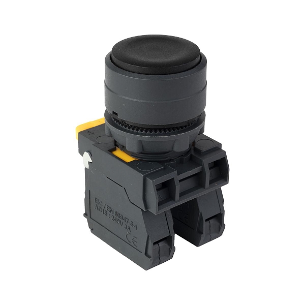 Кнопка выпирающая SB-35 с фиксацией 1NO+1NC черная IP65 EKF