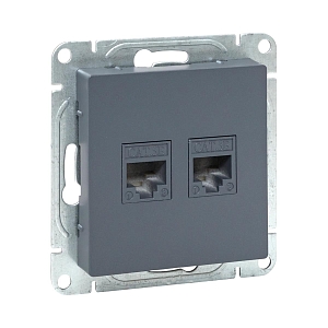 Механизм розетки RJ45 - 2шт, (cat5), графит Эпика EKF