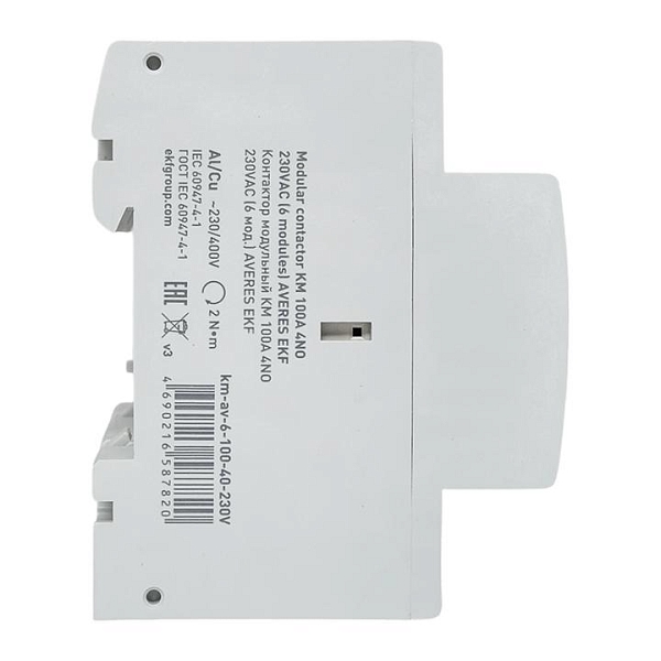 Контактор модульный КМ 100А 4NO 230В АС (6 мод.) AVERES EKF