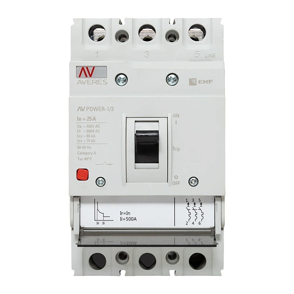 Выключатель автоматический в литом корпусе AV-POWER-1/3 25А 80кА TR EKF
