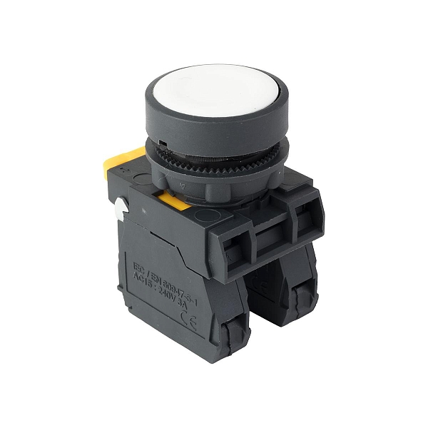 Кнопка SB-21 плоская без фиксации 1NO+1NС белая IP65 EKF