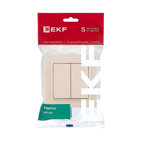 Выключатель 2-кл. СП 10А бежевый Минск EKF