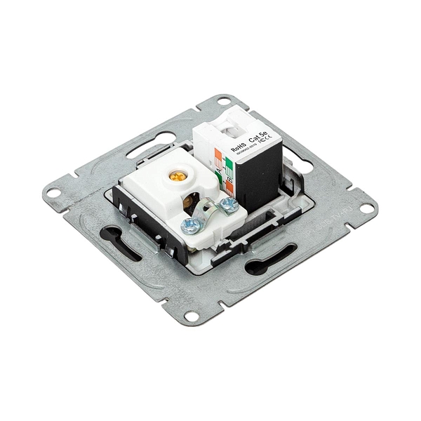 Механизм розетки TV+RJ45 (cat5), черный Эпика EKF