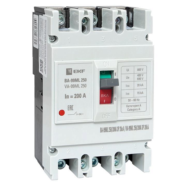 Автоматический выключатель ВА-99МL 250/200А 3P 20кА EKF Basic