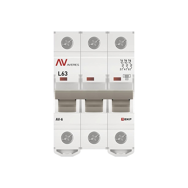 Выключатель автоматический AV-6 3P 63A (L) 6kA EKF AVERES