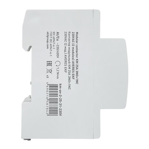Контактор модульный КМ 25А 3NO+1NC 230В АС (2 мод.) AVERES EKF