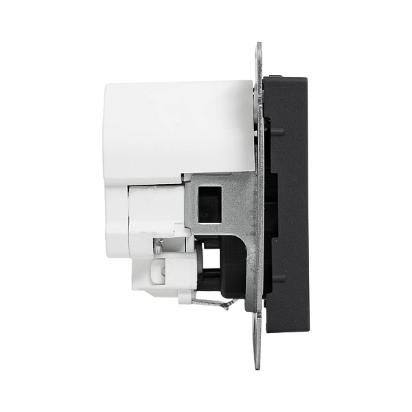 Механизм розетки с USB-A+С - 2шт, 16А, с заземлением, со шторками, чёрный Эпика EKF