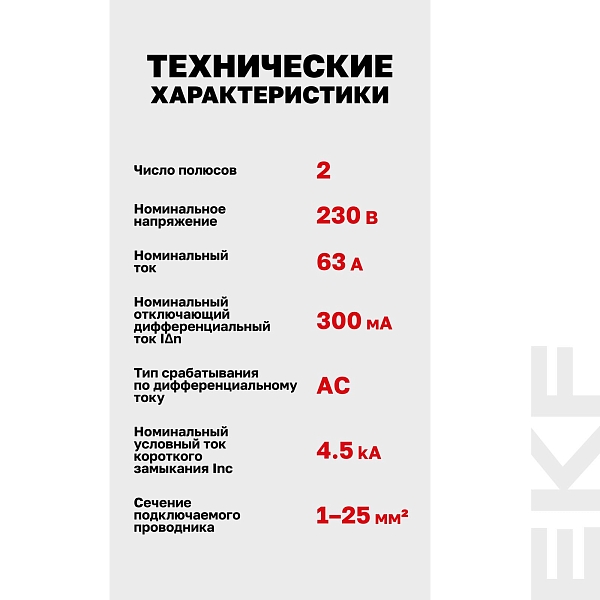 Выключатель дифференциального тока ВДТ-40 2P 63А 300мА тип АС электронный 4,5кА BASIC