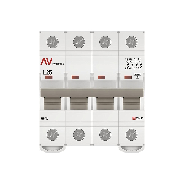 Выключатель автоматический AV-10 4P 25A (L) 10kA EKF AVERES