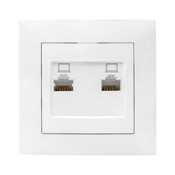 Валенсия розетка компьютерная RJ-45 2-местная белая EKF