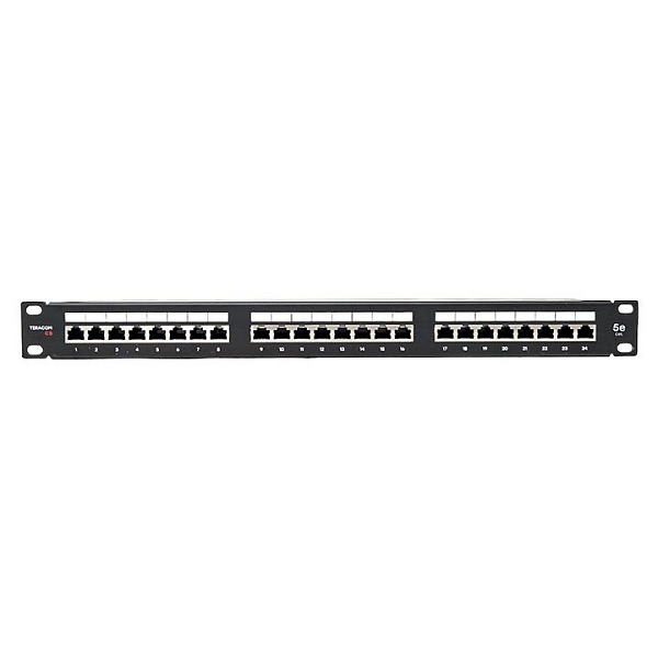 Патч-панель TERACOM PRO 19'' Cat.5E 1U полный экран STP 24 порта RJ-45 Dual IDC с органайзером