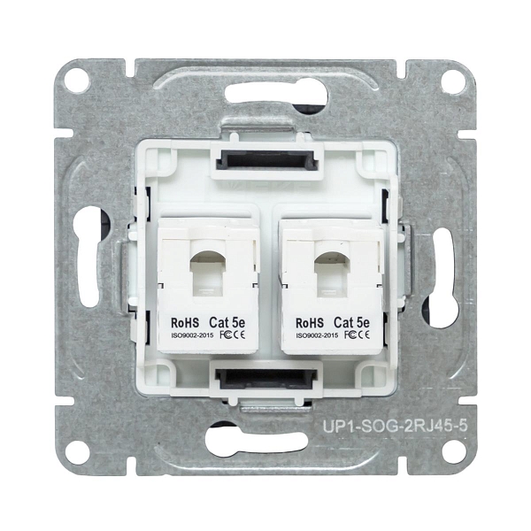 Механизм розетки RJ45 - 2шт, (cat5), графит Эпика EKF