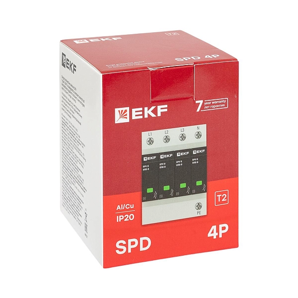 Ограничитель импульсных напряжений ОПВ-D/4P In 5кА 275В с сигн. EKF