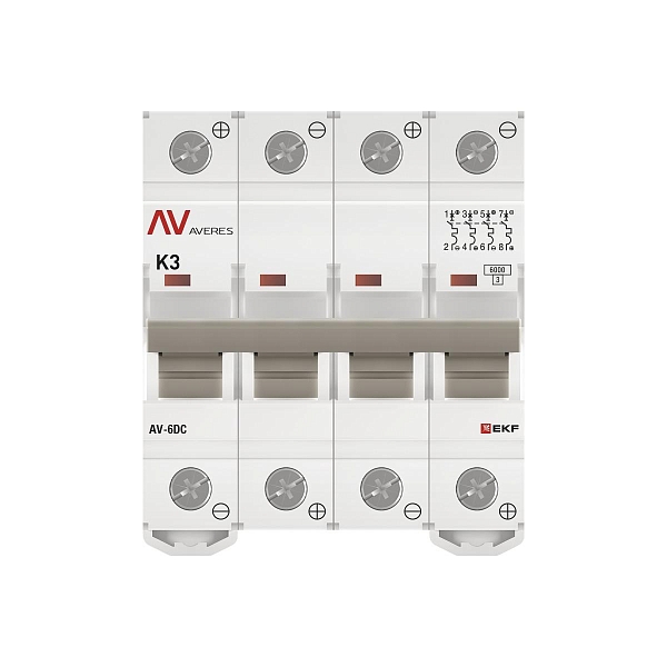Выключатель автоматический AV-6 DC 4P 3A (K) 6kA EKF AVERES