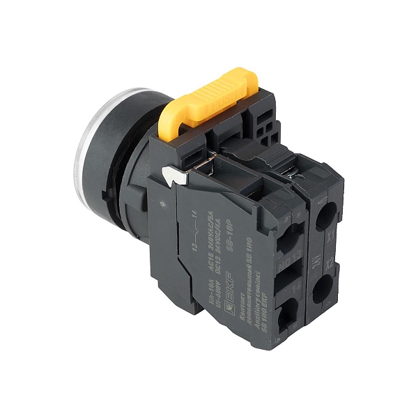 Кнопка SB-27 плоская без фиксации c подсветкой 24V DC 1NO белая IP65 EKF