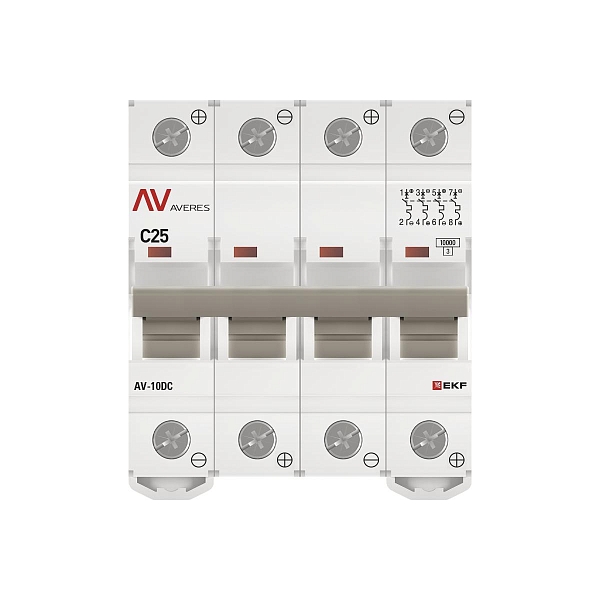 Выключатель автоматический AV-10 DC 4P 25A (C) 10kA EKF AVERES