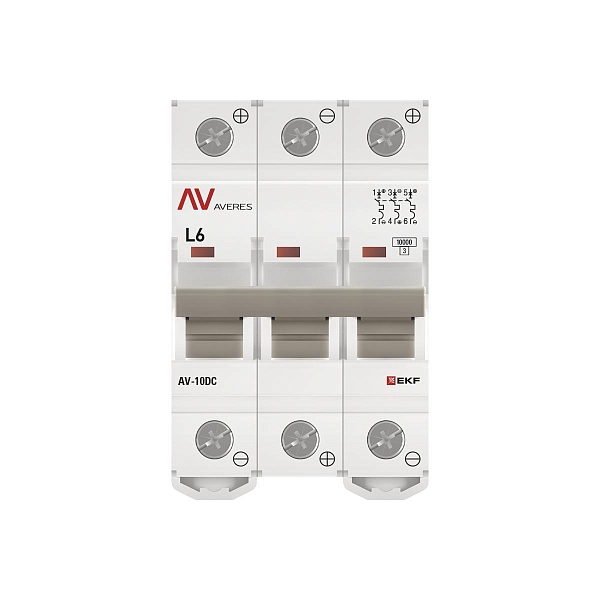 Выключатель автоматический AV-10 DC 3P 6A (L) 10kA EKF AVERES