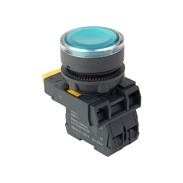 Кнопка SB-27 плоская без фиксации c подсветкой 220V AC 1NC зеленая IP65 EKF