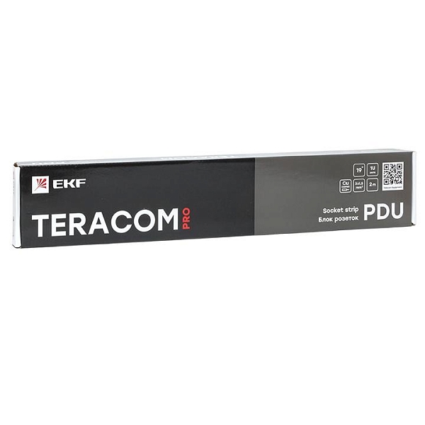 Блок розеток PDU TERACOM PRO 19" 1U 16А/250В 8 розеток Schuko с выключателем шнур питания длиной 2 метра сечение 3x1,5 мм2 вилка Schuko корпус алюминий черный