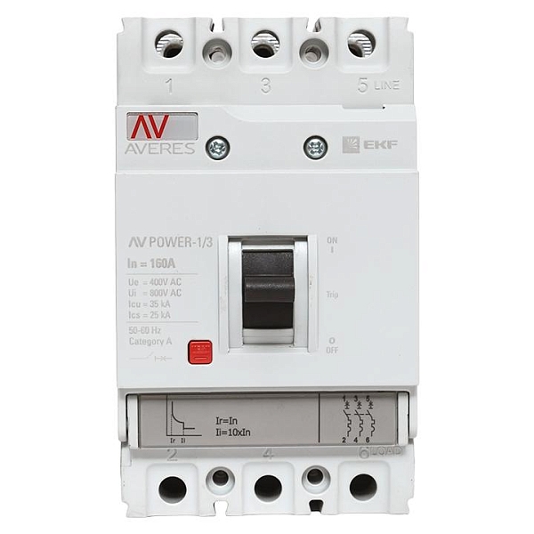 Выключатель автоматический в литом корпусе AV-POWER-1/3 160А 35кА TR EKF