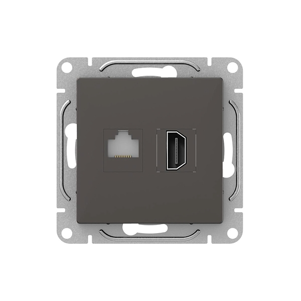 Механизм розетки HDMI+RJ45 (cat5), мокко Эпика EKF