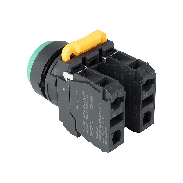 Кнопка выпирающая SB-25 без фиксации 1NO+1NС зеленая IP65 EKF