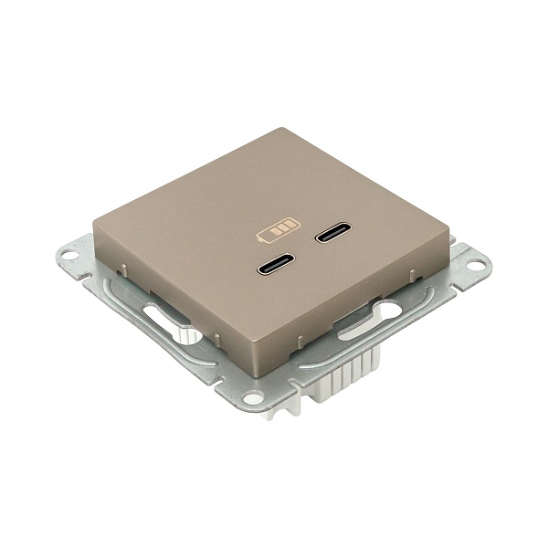 Механизм розетки USB-C - 2шт, шампань Эпика EKF