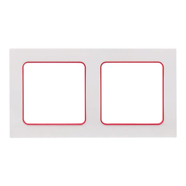 Стокгольм Рамка 2-местная белая с линией цвета красный EKF