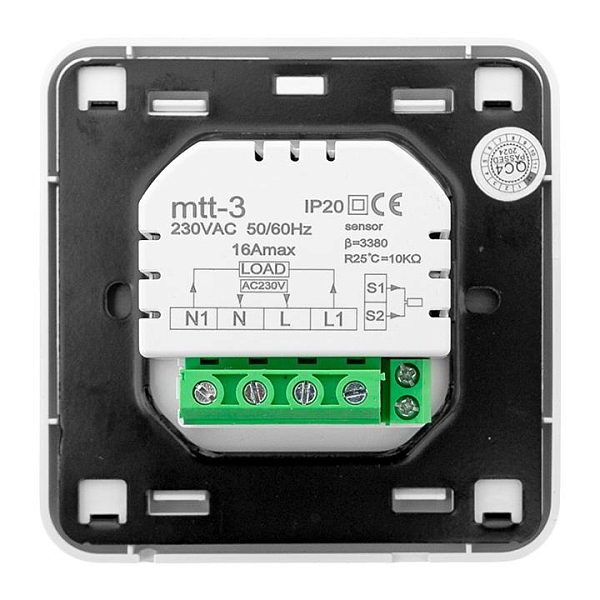 Термостат для теплых полов механический mtt-3 белый 16 A 230В EKF