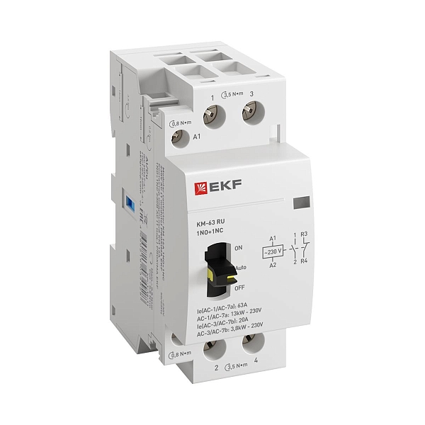 Контактор модульный КМ РУ 63А 1NO+1NC 230В АС (2 мод.) PROXIMA EKF