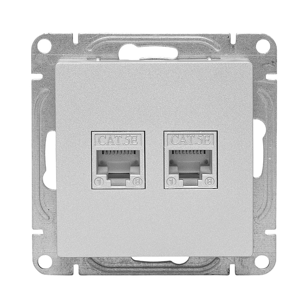 Механизм розетки RJ45 - 2шт, (cat6), алюминий Эпика EKF