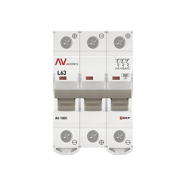 Выключатель автоматический AV-10 DC 3P 63A (L) 10kA EKF AVERES
