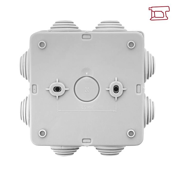 Коробка распределительная КМР-030-031 с крышкой (85x85x40) для прямого монтажа 8 мембр. вводов серая IP55 EKF