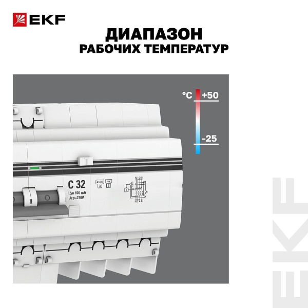 Автоматический выключатель дифференциального тока АД-4 4P (S) 32А характеристика C 100мА тип АС электронный селективный 4,5кА PROXIMA EKF