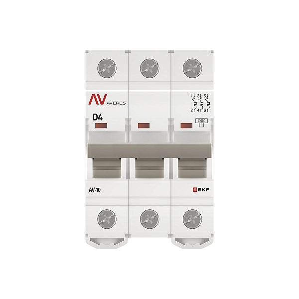 Выключатель автоматический AV-10 3P 4A (D) 10kA EKF AVERES
