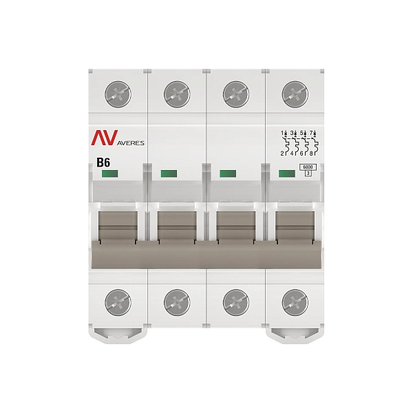Выключатель автоматический AV-6 4P 6A (B) 6kA EKF AVERES