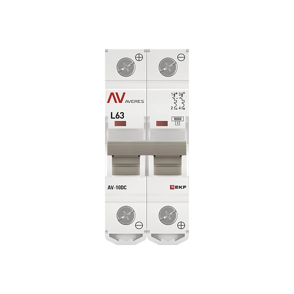 Выключатель автоматический AV-10 DC 2P 63A (L) 10kA EKF AVERES
